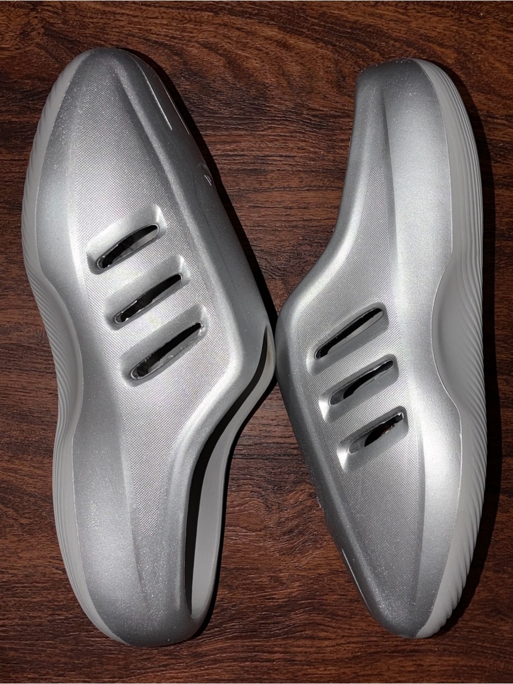 Adidas Silver Slip-On Foam Clog Slides size 13